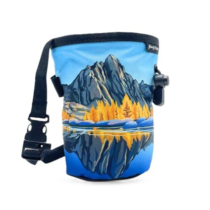Rock Climbing Chalk Bag | for Outdoor, Gym, & Bouldering | Adjustable Waist Belt, Durable Drawstring Closure, & Zippered Pocket - style: Prusik Peak