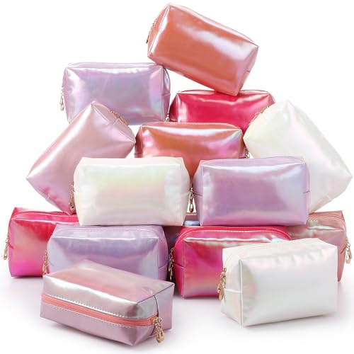 Kigeli Aesthetic Makeup Bags PU Leather Cosmetic Pouches Waterproof Plain Toiletry Bags Makeup Pouches Bulk for Women Party Gift Travel Storage Organizer(Laser Color,7.1 x 2.8 x 4.3 in) - color: Laser Color, size: 7.1 x 2.8 x 4.3 in