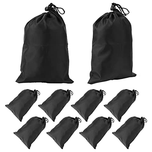 Drawstring Storage Bag for Skipping Ropes, 10 Pcs Waterproof Polyester Pouch, Durable Carry Organizer for Sports Gear, Small Things, Travel & Home Storage (Black)
