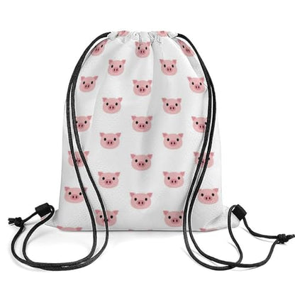 Gym Drawstring Bag Sports Sackpack Waterproof String Backpack with Shoe Compartment for Hiking Swimming Training, Funny Pink Pig Face Bags - color: Picture (28)