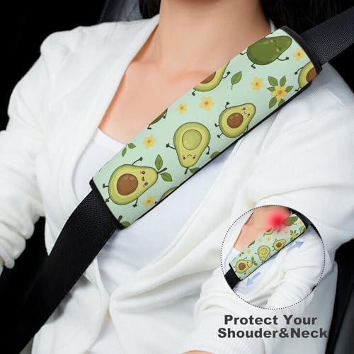 Universal Soft and Comfortable Green Avocado Seat Belt Shoulder Pad for Kids, Most Cars, 1 Pair Seat Belt Covers Cushion Anti-Slip Pad - color: Pattern 298