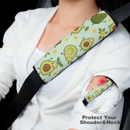 Universal Soft and Comfortable Green Avocado Seat Belt Shoulder Pad for Kids, Most Cars, 1 Pair Seat Belt Covers Cushion Anti-Slip Pad - color: Pattern 298