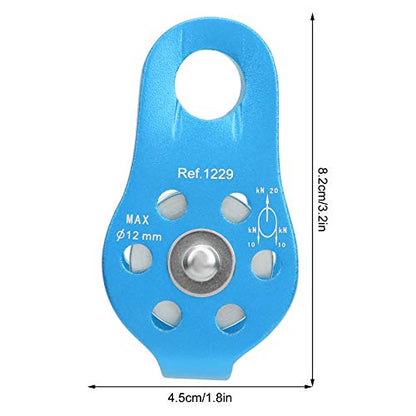 20KN Outdoor Climbing Pulley, Aluminum Side Swing Pulley, Climbing Pulley for Climbing Aloft Work Rappelling Rescue - size: Blue
