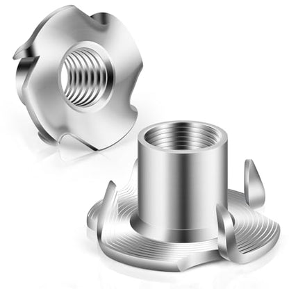 M4 T-Nuts 304 Stainless Steel, 4-Pronged Tee Nut for Wood, Rock Climbing Holds, Furniture, 50 PCS - color: 304 Stainless Steel, size: M4