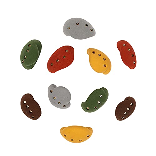 Atomik Climbing Holds Set of 10 Large Screw-on Simple Jugs in Assorted Earth Tones