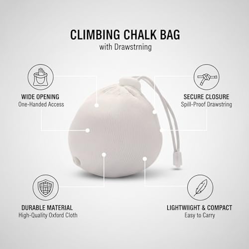 Rock Climbing Chalk Bag with Drawstring Closure, Durable Oxford Cloth Bouldering Pouch for Gym & Outdoor Training