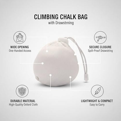 Rock Climbing Chalk Bag with Drawstring Closure, Durable Oxford Cloth Bouldering Pouch for Gym & Outdoor Training