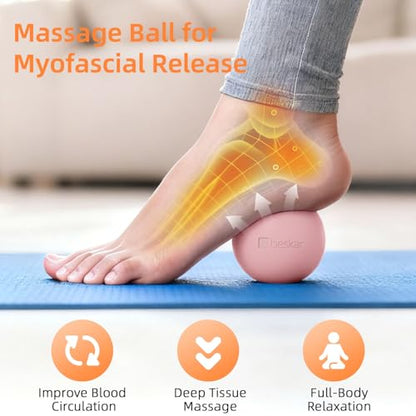 Massage Lacrosse Balls for Myofascial Release, Trigger Point Therapy | Foot Massage Ball to Relieve Plantar Fasciitis, Muscle Soreness - color: Pink