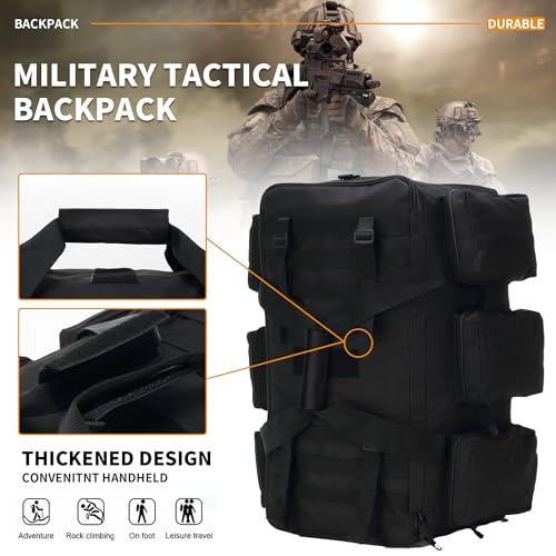 3 In 1 Military Duffel Bag 50L Gym Bag for Men Convertible Weekender Backpack for Sports Travel Basketball - color: 50L-Khaki