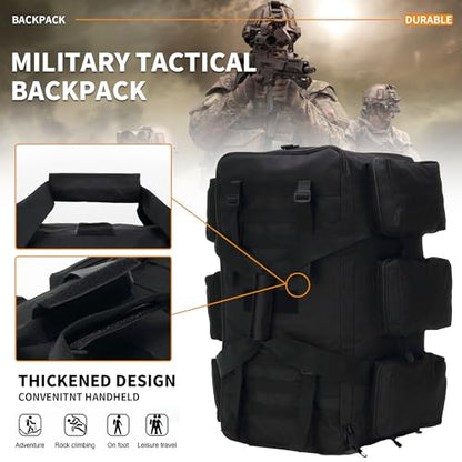 3 In 1 Military Duffel Bag 50L Gym Bag for Men Convertible Weekender Backpack for Sports Travel Basketball - color: 50L-Khaki
