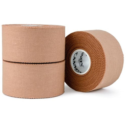 Cannon Sports Premium Athletic Tape - 1.5” x 45 Feet Per Roll - Easy Tear, No Sticky Residue, Very Strong, Hypoallergenic and Latex Free - Ideal for Sprains, Strains, First Aid - Pack of 3 (Natural) - color: Natural