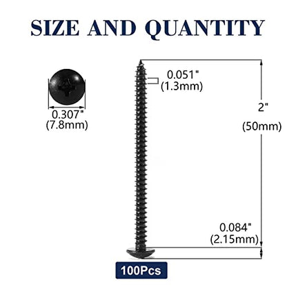 #6 x 2 Wood Screw 100Pcs Truss Head Phillips 18-8 (304) Stainless Steel Fast Self Tapping Screws Black Oxide by SG TZH - size: #6 x 2"