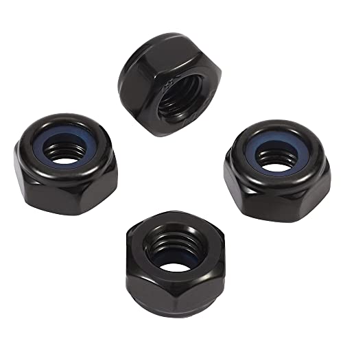 1/4-20 Nylon Insert Hex Lock Nuts Locknuts, 304 Stainless Steel 18-8, Black Oxide, 25 PCS - color: Black, size: 1/4-20