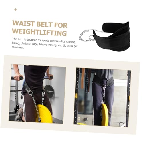 ABOOFAN Nylon Weightlifting Belt with Chain for Bodybuilding and Core Strength Training Fitness Resistance Belt for Men and Women Support for Squats Deadlifts Running Hiking and Climbing