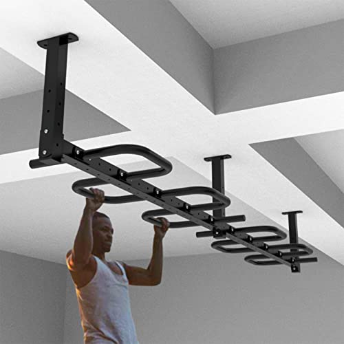 Heavy Duty Multi Grip Pull Up Bar Ceiling Mount, Multifunction Exercise Hanging Bar for Home Workouts, Indoor Upper Body Trainer Strength Training Pull-Up Bars, Steel, Max Load-Bearing 1100lbs - color: 2 siamesed