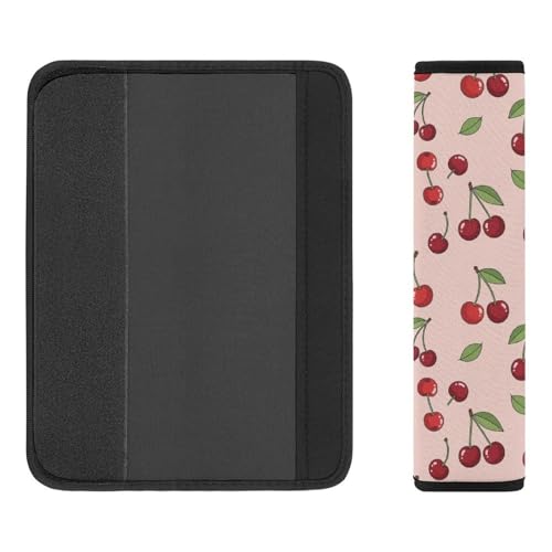 Soft Padded Seat Belt Cover for Girls and Boys, Stroller Pushchair High Chair, 2 Piece Pink Cherry Fruit Theme Cherries Shoulder Protector Anti-Slip Pad - color: Pattern 130