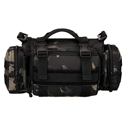 Utility 3P Military Tactical Duffle Waist Bags MOLLE Assault Shoulder Backpack Multifunction EDC Pouches Heavy Duty Fanny Packs (Black-Scorpion camouflage) - color: Black-scorpion Camouflage