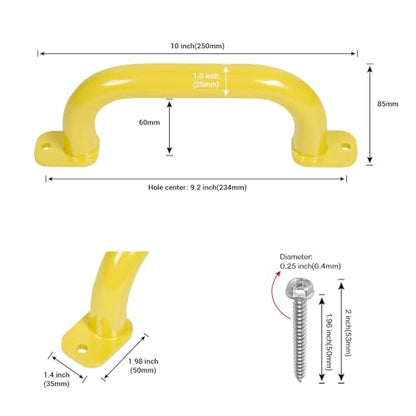 ESPETS 4 Pack of 10 Inch Yellow Metal Outdoor Playground Handles | Rust-resistence Metal Playset Accessories, Playhouse ladder handles, Indoor Monkey Bars, Treehouse, Climbing walls handles - color: Yellow