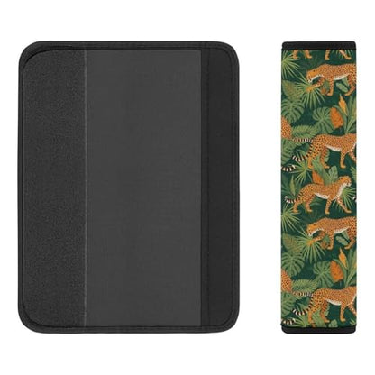 Breathable Car Seat Belt Pad for Girls and Boys, Stroller Pushchair High Chair, 2PCS Leopard Tropical Rainforest Jungle Shoulder Harness Cover Easy Install (No Tool) - color: Pattern 125