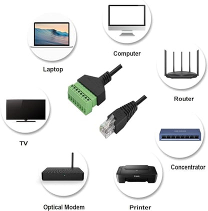 10Pcs 1ft RJ45 Male to 8Pin Screw Terminal Adapter for CCTV DVR | 8P8C RJ45 Male Plug, Solderless Screw Terminals, 1 Feet Extender, Cat5/5e/6 Compatible, CCTV DVR Network Wiring - size: RJ45 Male Connector (10PCS)