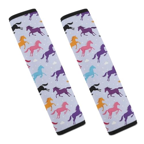 2 Pack Cute Horses Car Seat Belt Pad Soft Padded Automotive Seat Belt Protector for Child, Stroller Pushchair High Chair, Shock Absorption - color: Pattern 745