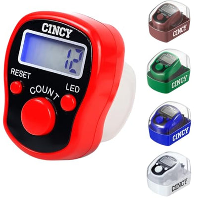 CINCY Clicker Counter with LED for Day & Night Use - Instant Reset, Accurate & Quiet, Long Battery Life - for People, Laps, Pitch, Golf, Baseball, Fish Counting, for Prayer, Everyday Prayer – 1 Pack - color: Red