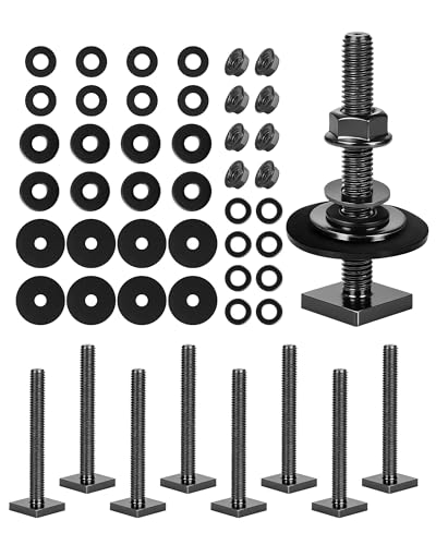 T Slot Bolts for Roof Rack Cross Bars, Platform, Cargo Basket, Stainless Square T Track Bolt Adapter to Secure Bike/Ski/Kayak Rack, Solar Panel, Awning, 4mm Thick - color: M8x65mm, 8pk