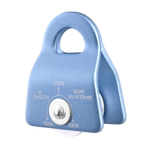 TRIWONDER 20kN Micro Climbing Pulley, Bearing Mobile Sheave Aluminum Fixed Eye Rock Rope Pulley for Rigging Lifting Hitch Tending - color: ‎03 20kN - Blue