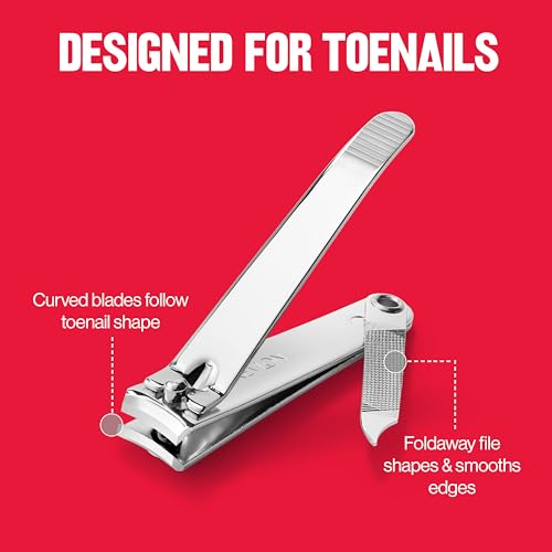 Revlon Toenail Clipper With File, Nail Care Tool With a Curved Blade for an Accurate Trimming and Grooming, Easy to Use, 1 count - size: 1 Count (Pack of 1)