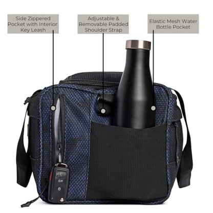 Vooray Boost Duffle Bag - 23L Small Gym Bag for Men and Women with Shoe Compartment, Key Clip, Water Bottle Pocket, Lightweight Travel Duffel for Sports, Training, Overnight Use (Camo Mesh) | Compact Duffle Bag for Sports, Travel, Shoe Compartment, Water