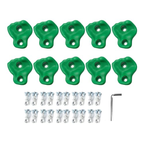 Pilipane Rock Climbing Holds PE Ergonomic Comfortable Hand Feeling Climbing Wall Grips for Indoor Outdoor Kids Adults 10PCS (Green) - color: Green