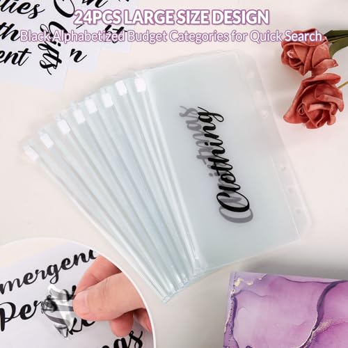 SKYDUE Budget Binder, Money Saving Binder with Zipper Envelopes, Cash Envelopes and Expense Budget Sheets for Budgeting - color: Mabble Purple