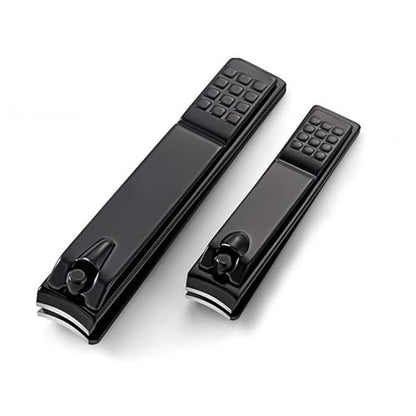 Ultra Sharp Sturdy Nail Clippers Set - 2-Pack Fingernail & Toenail Cutters, Professional Manicure & Pedicure Tool for Men & Women, Black