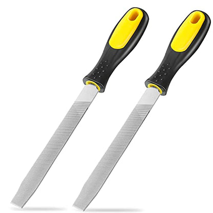 Zhehao 2 Pieces 6 Inch Flat File Metal Axe Sharpener File Steel Handle Rectangular Mill Hand Single Cut Hardened with Handle for Metal Axe Sharpening Extended Use