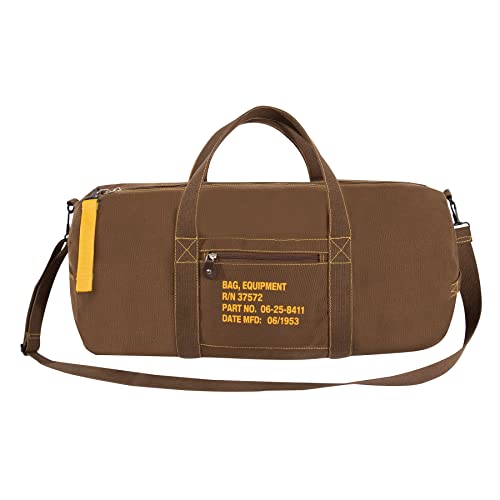 Rothco Canvas Equipment Bag, Heavyweight Cotton Carryall | Vintage-Inspired Duffle, Zippered Compartments, Adjustable Shoulder Strap, Ideal for Storage, Gym & Travel - color: Earth Brown, size: 24 Inches