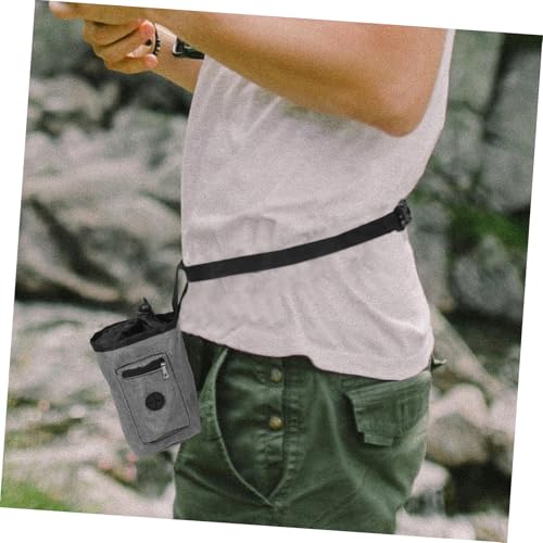 VICASKY Gray Bouldering Chalk Bag with Waist Belt Non Slip Climbing Chalk Bucket for Rock Climbing Hiking Gym Workouts for Weightlifting and Gymnastics