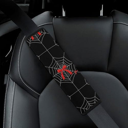 Universal Fit Seat Belt Shoulder Pad for Adult Use, Most Cars, 2 Pack Funny Halloween Spider Web Black and White Harness Pads Strap Pressure Relief - color: Pattern 1172