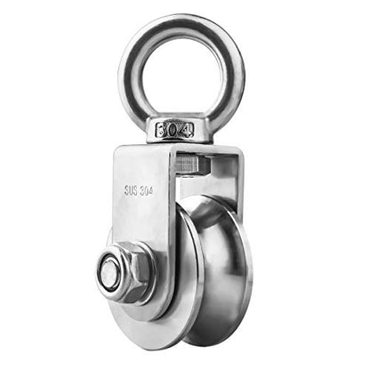 Pulley Wheel Stainless Steel Duplex Bearing Super-Silent Detachable 360 Degree Rotation Pulley System Gym Loading 500KG - size: 107mm