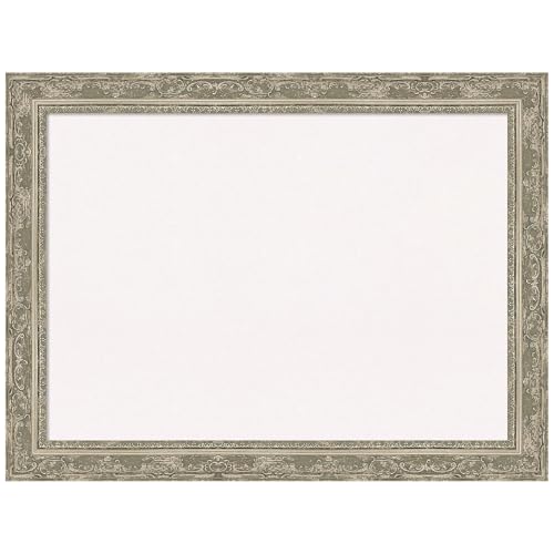 Amanti Art White Cork Board for Wall, 24x32 Vision Board with Silver Frame, Medium Corkboard Office Decor for Home Organization, Traditional Corkboard Pinboard to Display Items for Home Organization - color: Filigree Silver, size: 32" x 24"