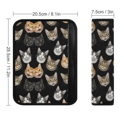 2 Pack Universal Soft and Comfortable Seat Belt Cover for Kids, Car Seats Pushchair Strollers High Chair Pushchair, Funny Cats Black Seat Belt Cushion - color: Pattern 466