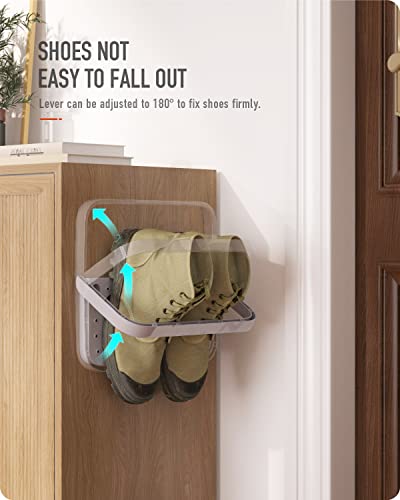 Baffect Hanging Organizer 4 Pieces - Foldable Wall Mounted Rack for Shoes Storage, Holder and Shelf (Gray)