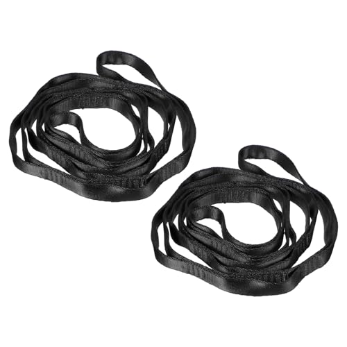 PATIKIL 22KN Adjustable Daisy Chain Yoga Extend Belt, 2 Pcs Nylon Climbing Sling Straps for Home Workout Exercise Pilates Gymnastics - color: Black, size: 1.5M