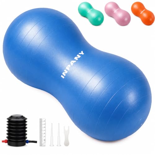 INPANY Peanut Ball - Anti Burst Exercise Ball for Labor Birthing, Physical Therapy for Kids, Core Strength, Flexible Seating, Home & Gym Fintness, Sensory Chair Wiggle Seat for Boys and Girls - color: Blue