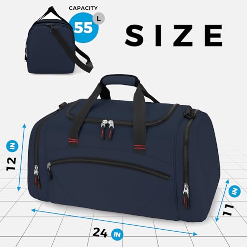 Uarition Mens Gym Bag, 55L Large Sports Duffle Bags, Workout Bags Lightweight, Navy Blue | For Travel, Carry On Weekender - color: Navy Blue