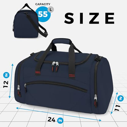 Uarition Mens Gym Bag, 55L Large Sports Duffle Bags, Workout Bags Lightweight, Navy Blue | For Travel, Carry On Weekender - color: Navy Blue