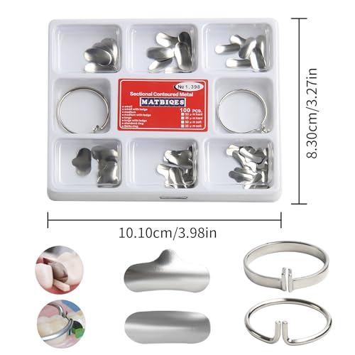 1.398 Dental Matrix Bands Soft Metal Sectional Contoured Matrices Kit | Stainless Steel, Sectional Contoured Metal, With Ledges, Assorted Sizes, Soft Metal - style: No1.398