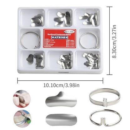 1.398 Dental Matrix Bands Soft Metal Sectional Contoured Matrices Kit | Stainless Steel, Sectional Contoured Metal, With Ledges, Assorted Sizes, Soft Metal - style: No1.398