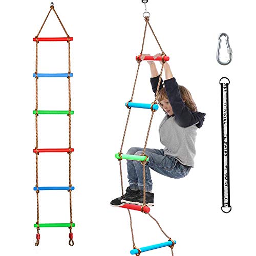 Climbing Rope Ladder Kids Tree Swing with Hanging Strap, Indoor and Outdoor Backyard Playground Play Swing Sets Climber Training Accessories Attachment