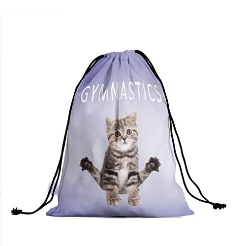 Gymnastics Grip Bag for Gymnasts Gymnastic Drawstring Bag Gym Athlete Bag - color: Purple Gymnastics Cat, size: 9.25" x 12" (Pack of 1)