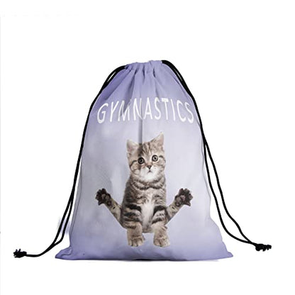 Gymnastics Grip Bag for Gymnasts Gymnastic Drawstring Bag Gym Athlete Bag - color: Purple Gymnastics Cat, size: 9.25" x 12" (Pack of 1)